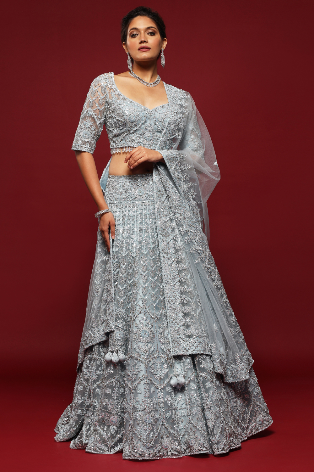 Silver Grey Lehenga Gown for Pakistani Bridal Wear - Etsy