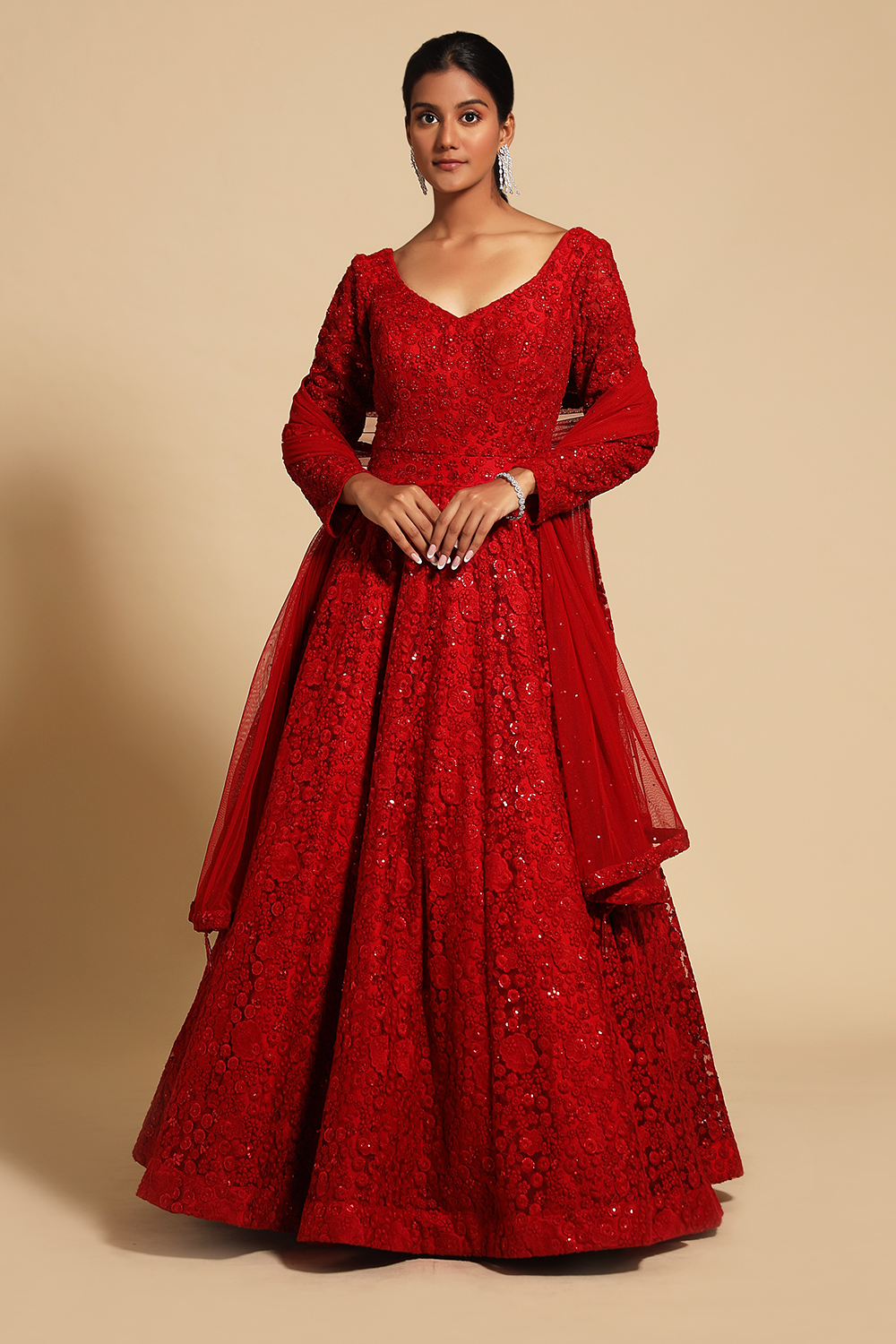 Dark Red Satin Off-the-shoulder Engagement Ball Gown - VQ