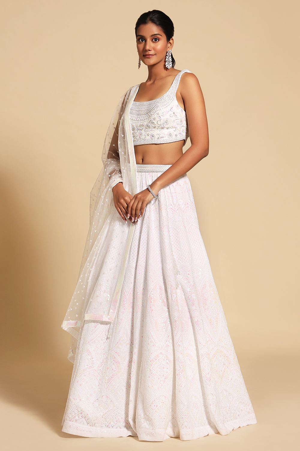 Rooh Silhouettes Georgette Lucknowi Chikankari Lehenga at Rs 145 in Indore