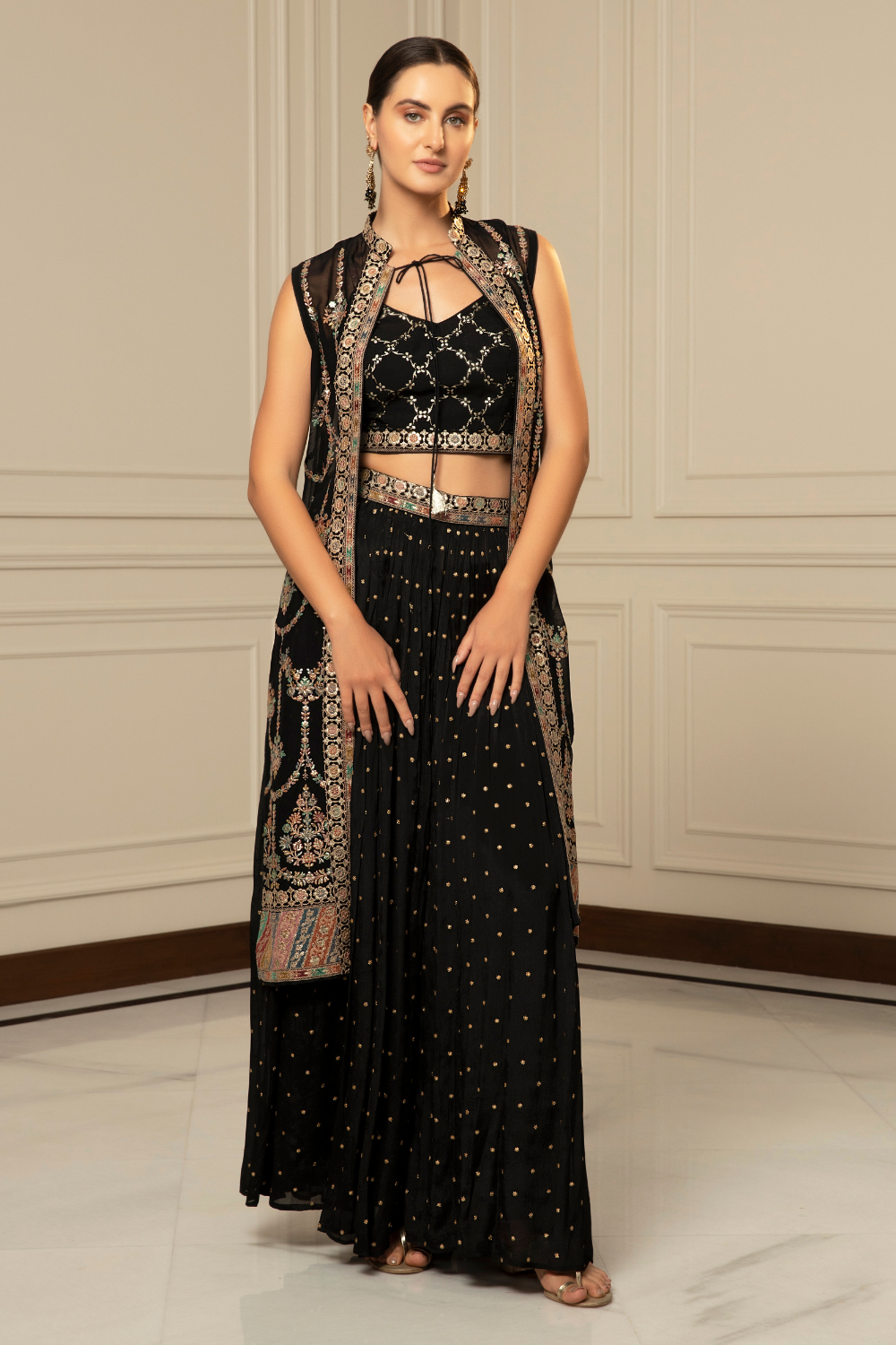 Buy Black Heavy Raw Silk Digital Gulghast Parvaneh Lehenga Jacket Set For  Women by Torani Online at Aza Fashions.