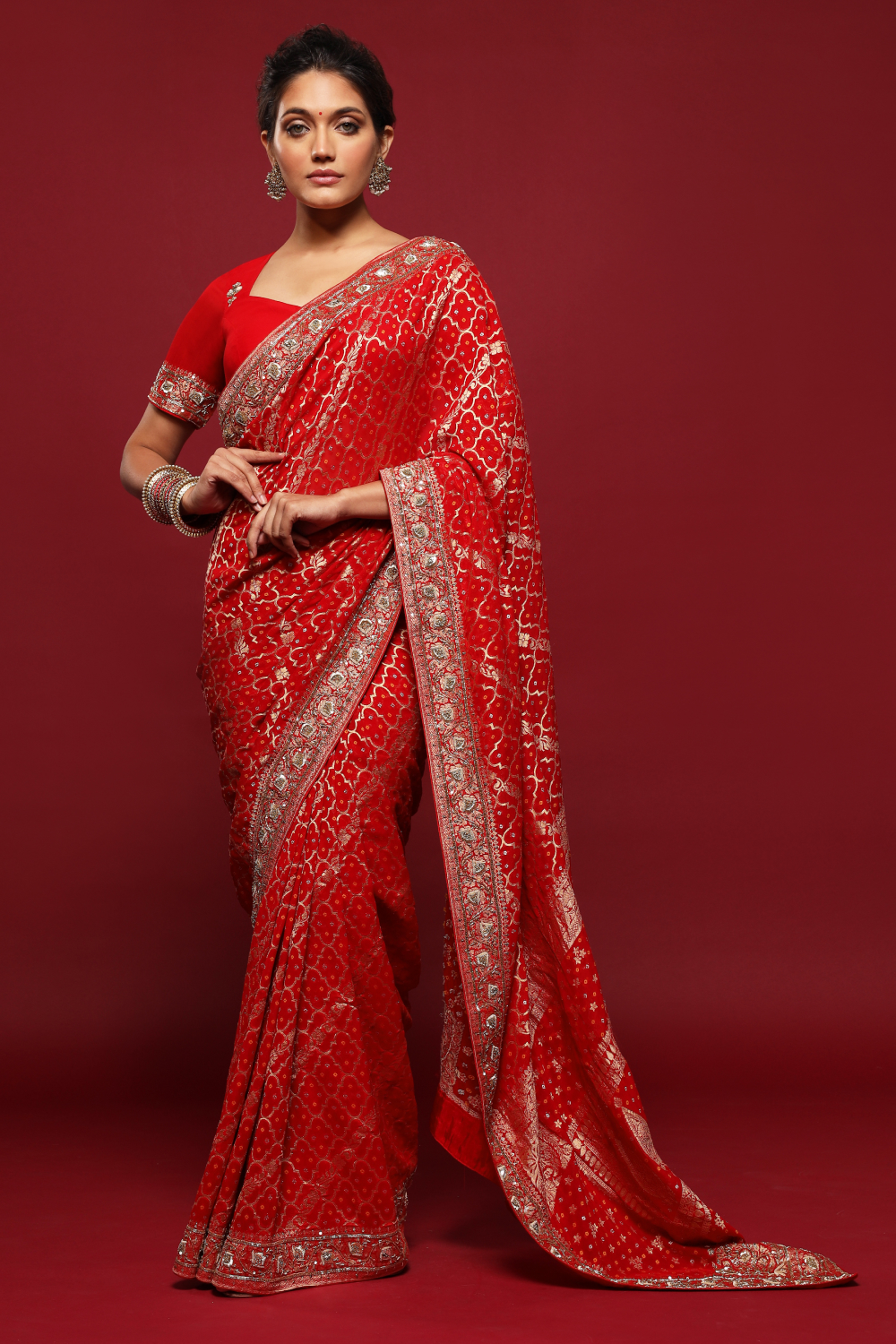 Buy Splendid Dark Red Saree Online in India @Mohey - Saree for Women-sgquangbinhtourist.com.vn