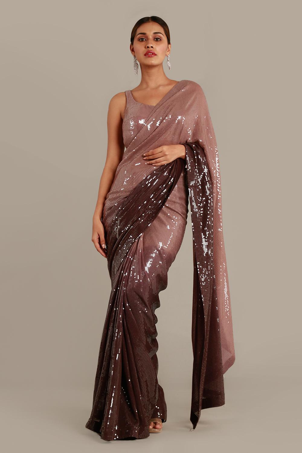 Shop Brown Art Silk Saree After Six Wear Online at Best Price | Cbazaar