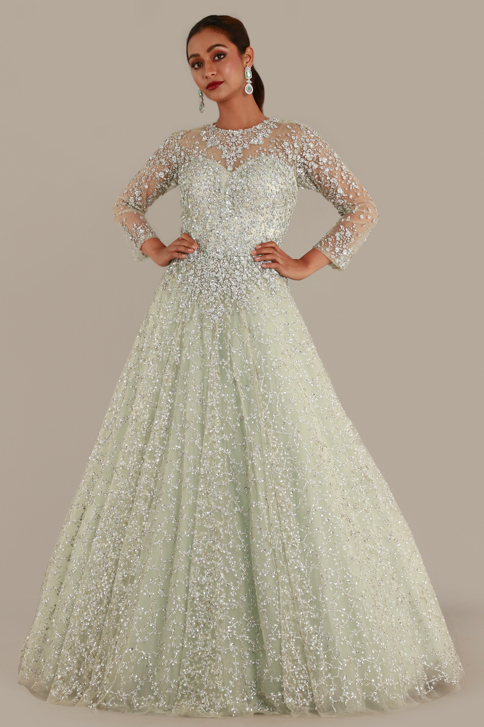 Maria Menounos Sage Green Wide Strap Evening Prom Dress - VQ