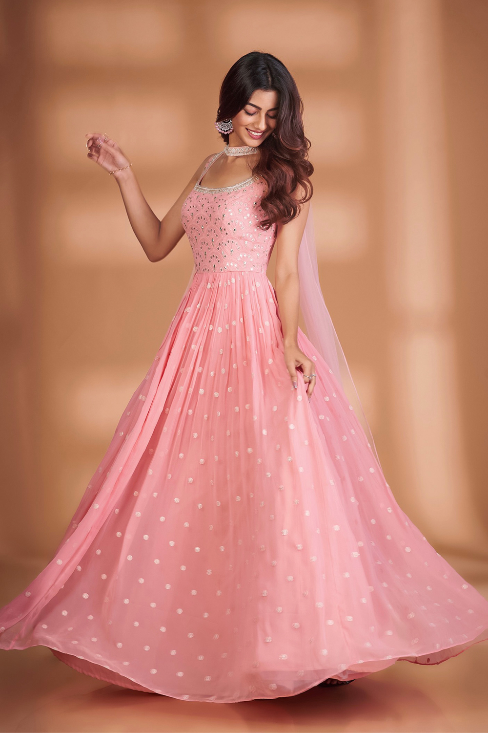 Buy Rani Pink Stonework Net Gown - Koskii