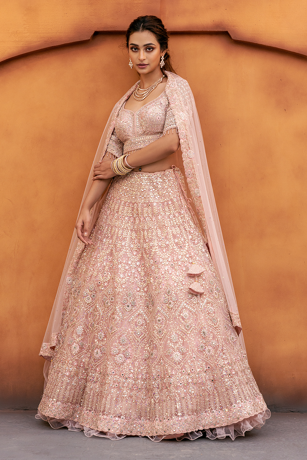 Hot Pink and Gold Lehenga with Heavy Border and Heavy Sequin and Embro –  Roop Sari Palace