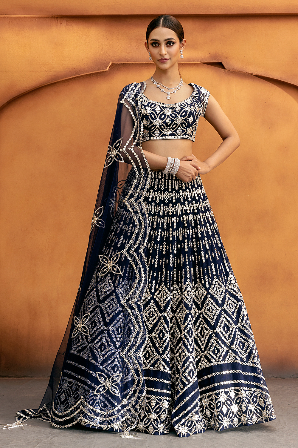 Blue Net Occasion Wear Lehenga Choli With Embroidery Work