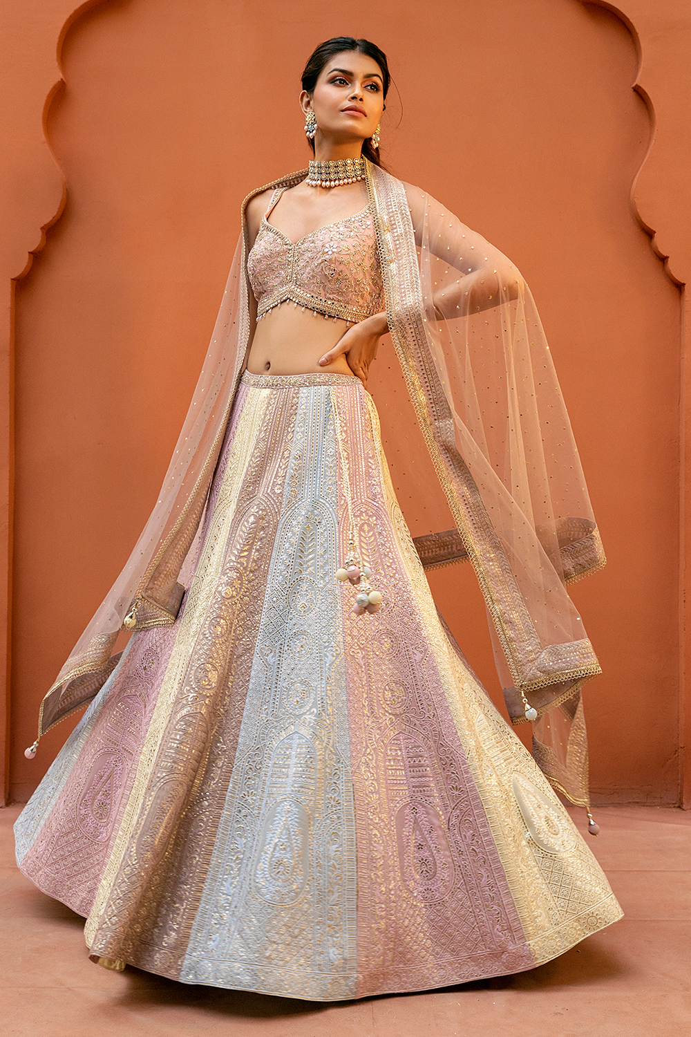 Designer Indian Multi Color Bridesmaid ,Bridal Wedding Lehengas for Women  With Heavy Embroidery Work. - sethnik.com